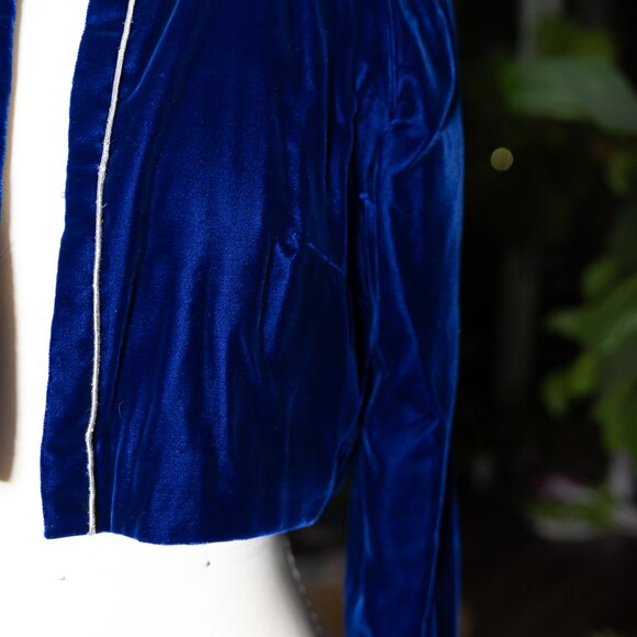 Vintage Handmade Royal Blue Velvet Bolero Jacket (Small) - Picture 4 of 16